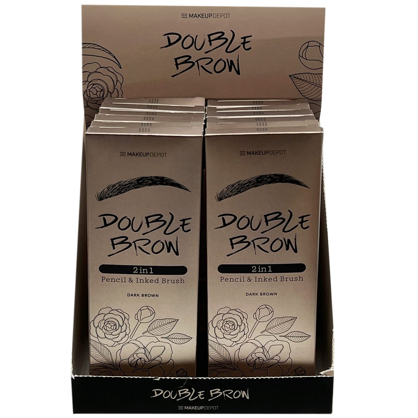 Double Brow 2 in 1 Pencil and Inked Brush in Countertop Display