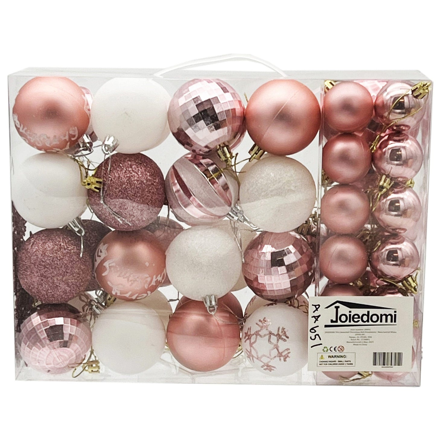 50 Count Rose Gold and White Decorative Christmas Ornaments