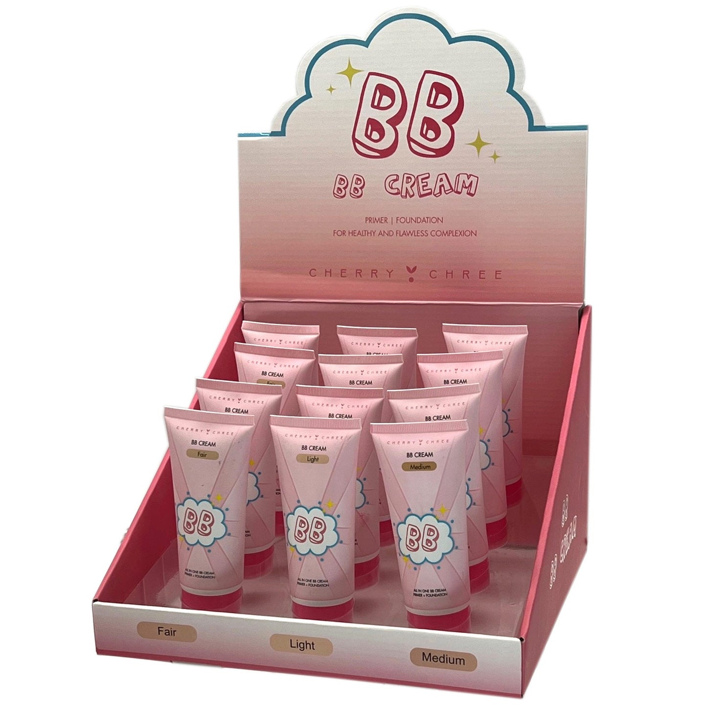 BB Cream Assorted Shades Fair, Light, Medium in Countertop Display