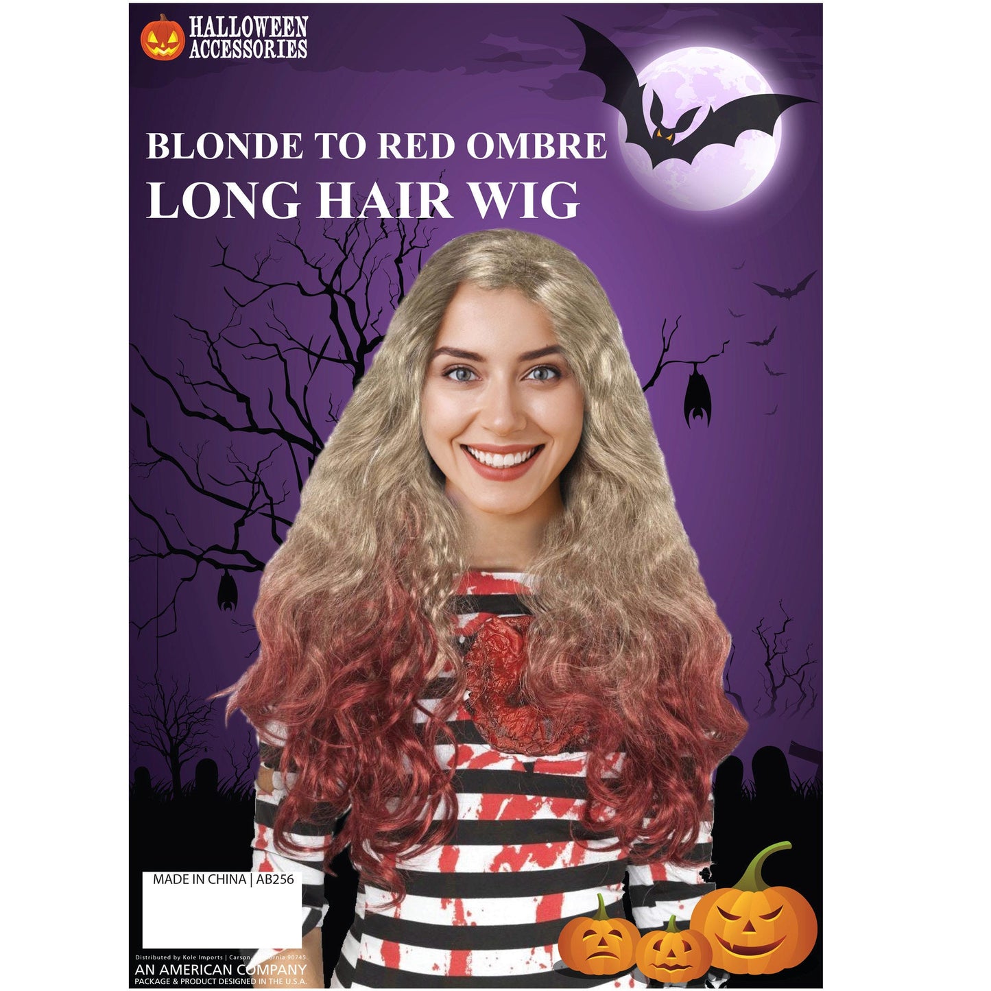 Blonde to Red Ombre Long Wavy Hair Wig