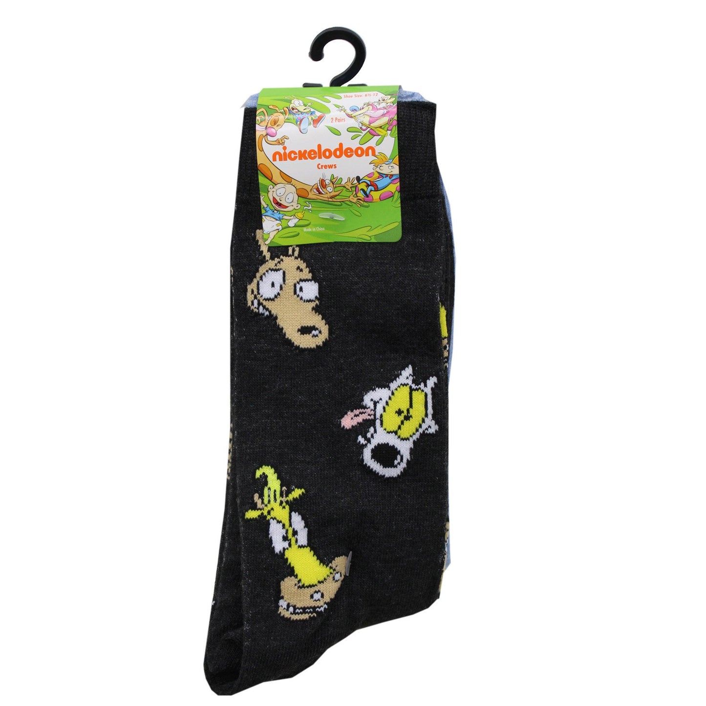 2 Pack Nickelodeon Derp King Crew Socks Size 10-13