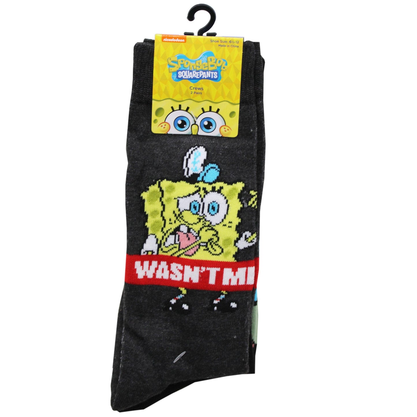 2 Pack Spongebob Crew Socks Size 10-13