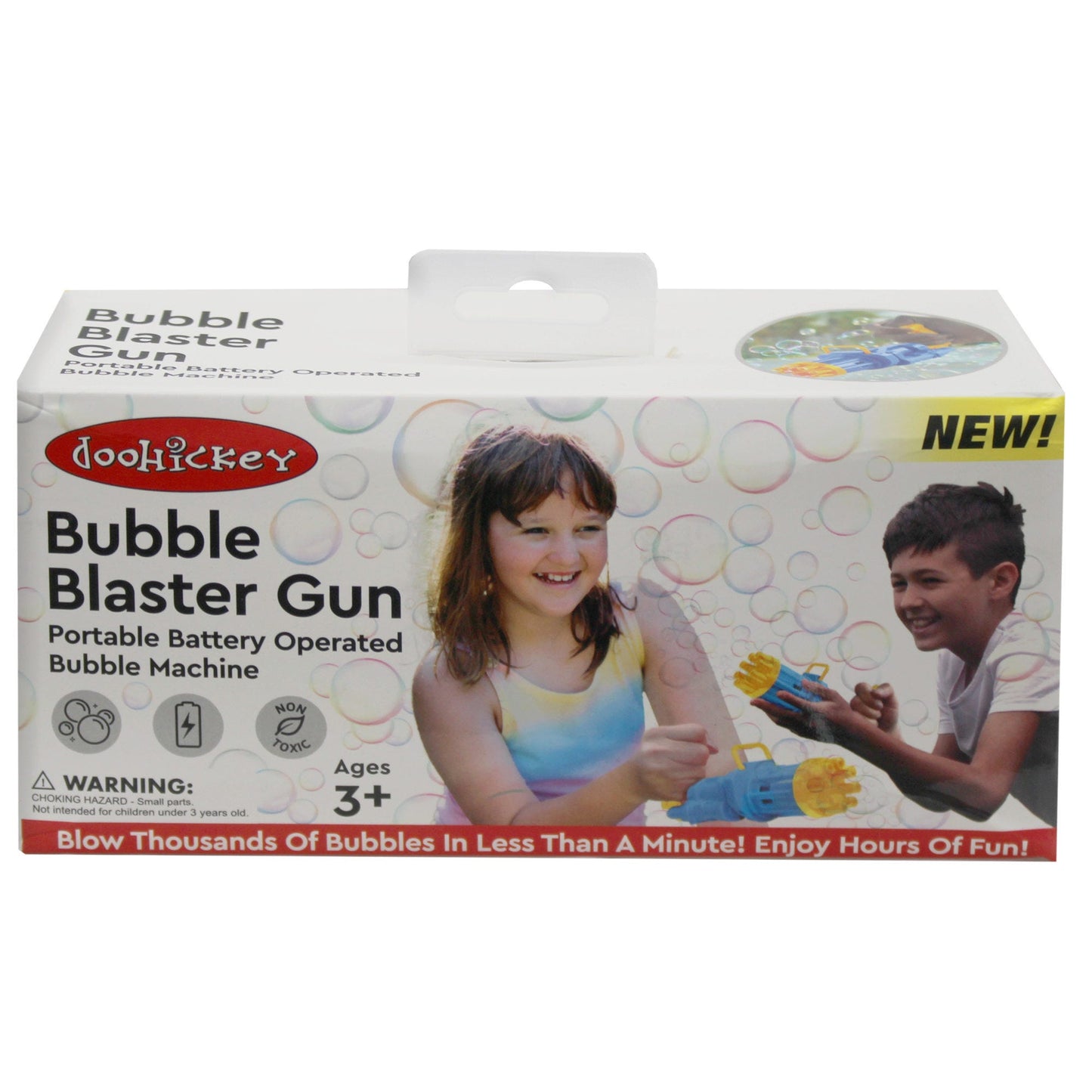 Doohickey Portable Battery Operated Bubble Blaster Gun with Bubbles and Bubble Plate