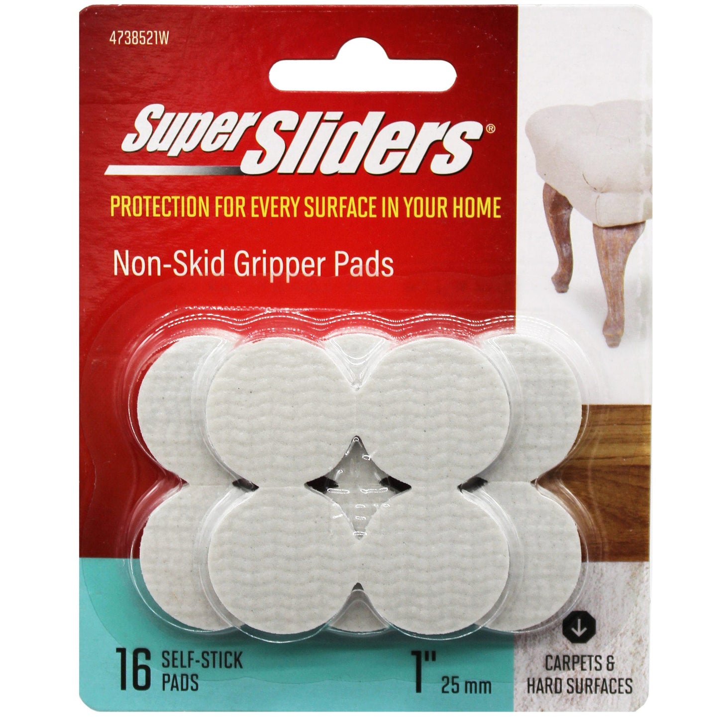 Super Sliders 16 Pack Self Stick Non Skid Gripper Furniture Sliders