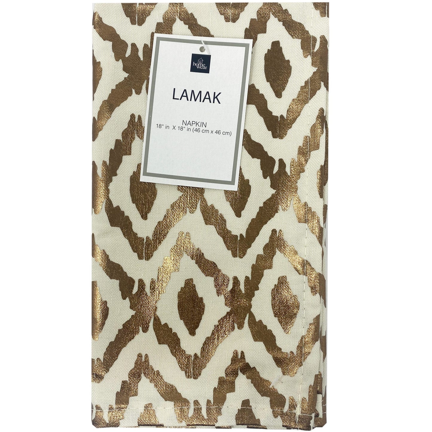 Homewear 18" x 18" Ivory and Bronze Metallic Single Napkin