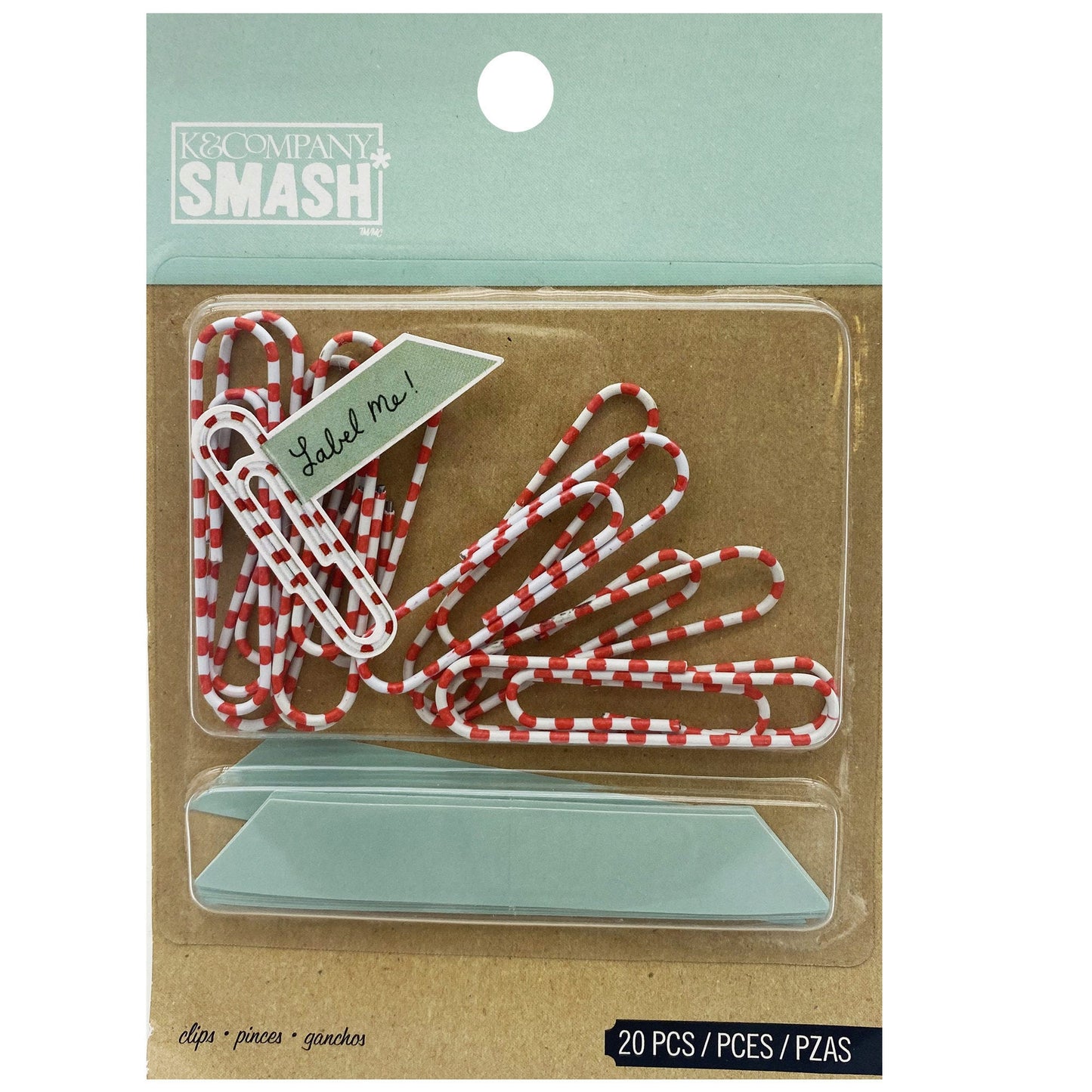 20 Piece Red & White Paper Clip Set