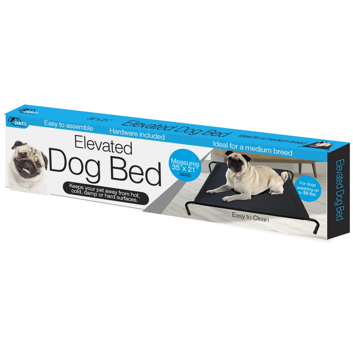 35"x21" Water Resistant Elevated Dog Bed