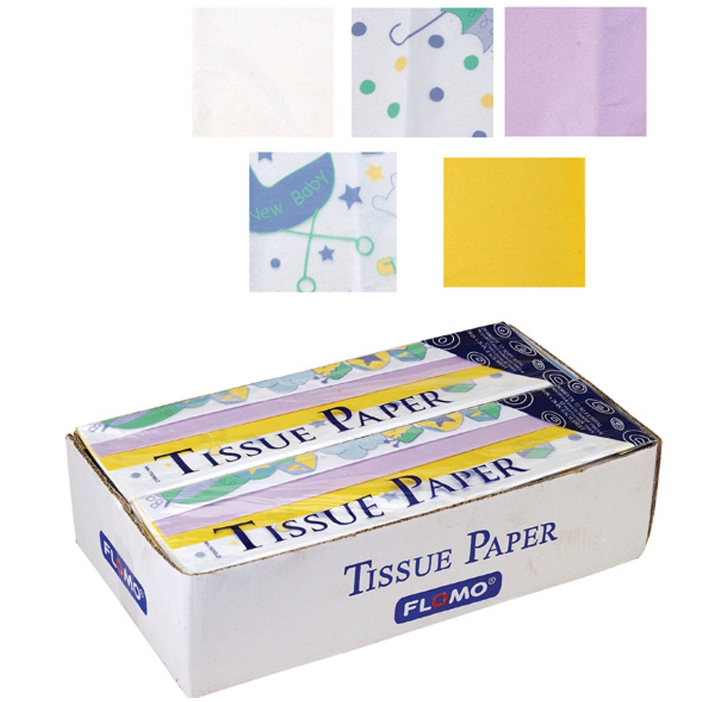 20 Sheet Printed & Solid Gift Wrapping Tissue Assortment in PDQ Display