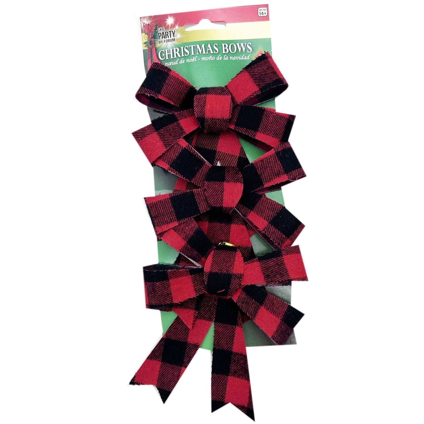 3 Pack Small Buffalo Plaid Red Bows