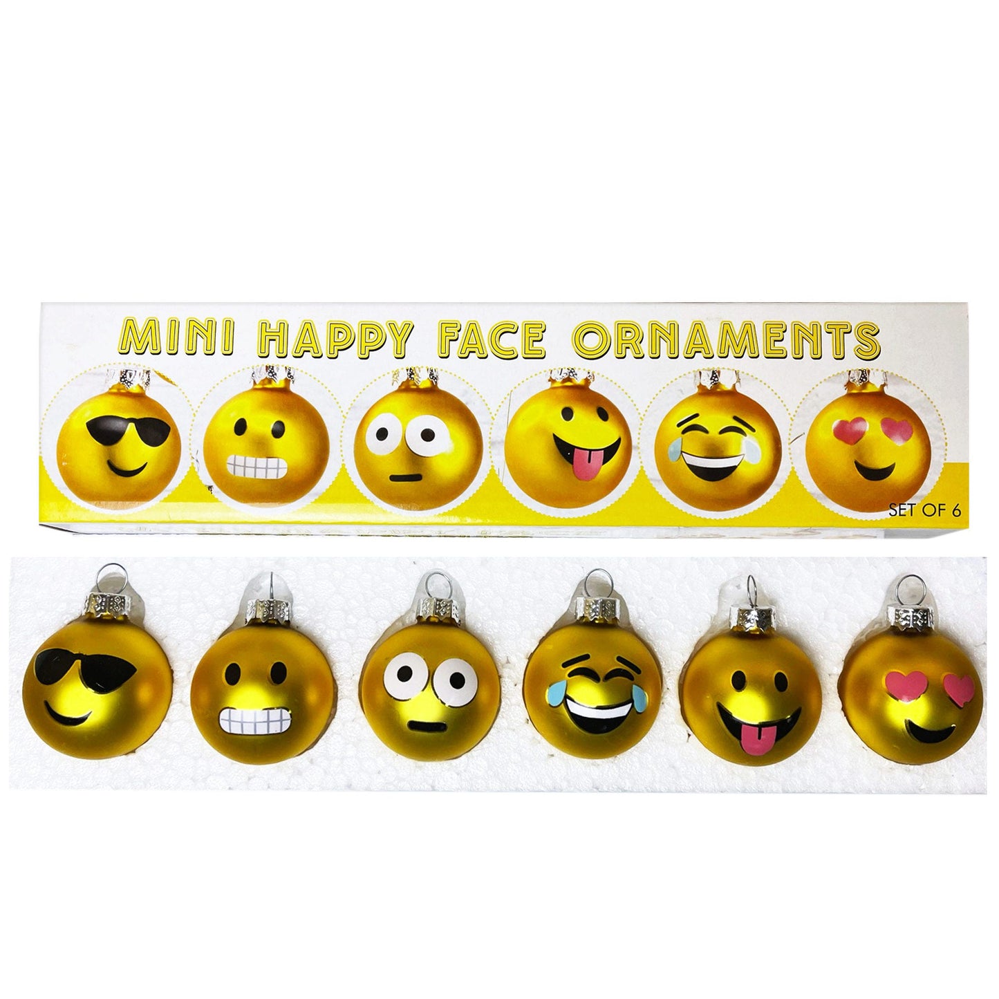 Set of 6 Mini Happy Face Hanging Ornaments