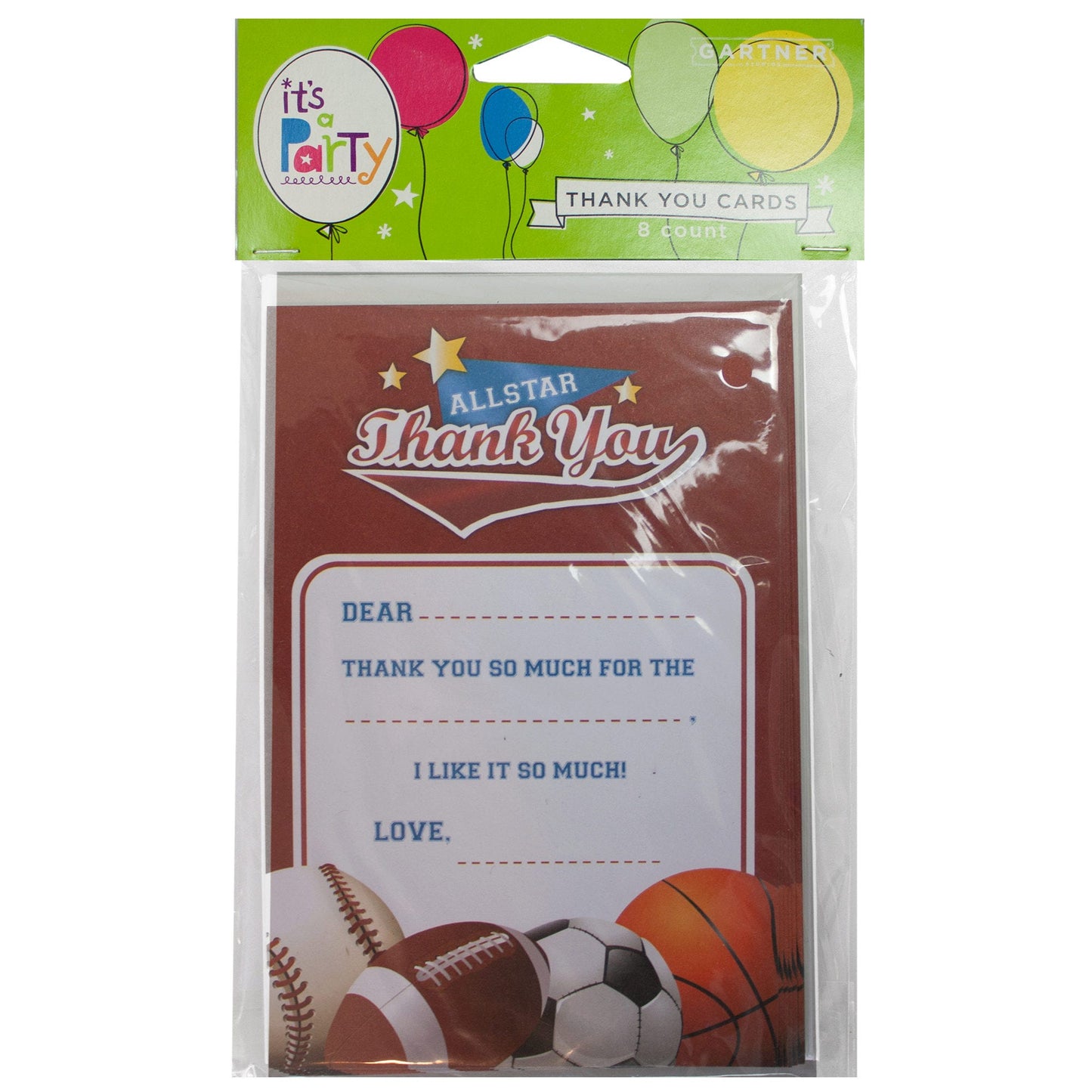 8 Count All Star Sports Thank You Cards