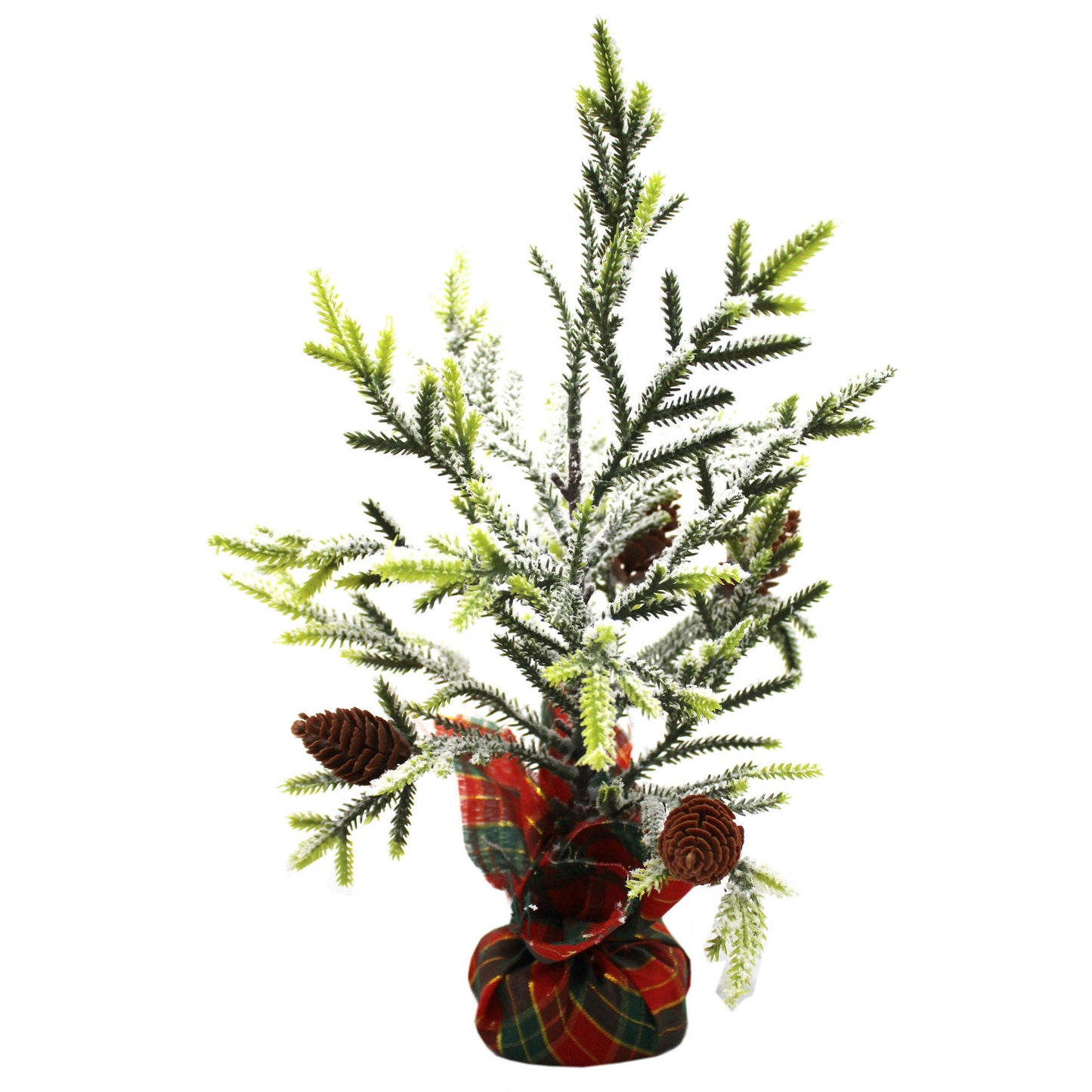 Artificial Pinecone and Snow Tree Indoor Decor with Decorative Fabric Base