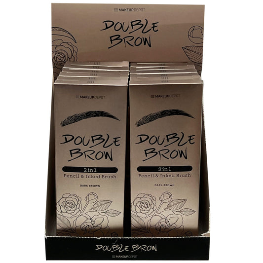 Double Brow 2 in 1 Pencil and Inked Brush in Countertop Display