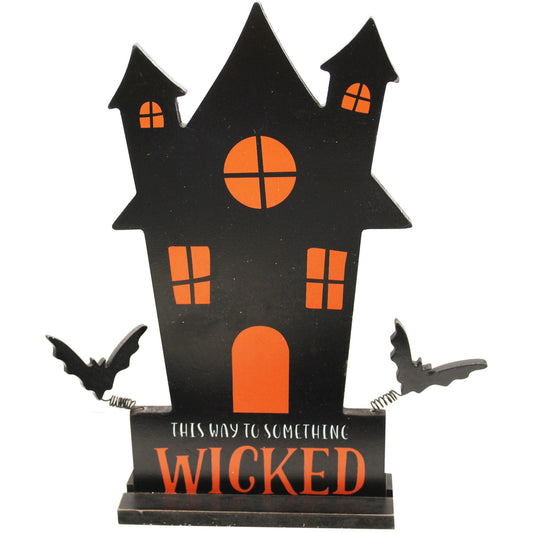 Tabletop Haunted House Decoration with Flying Bats