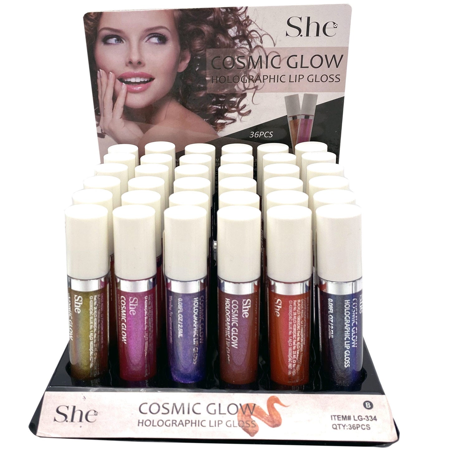 Cosmic Glow Holographic Lip Gloss Collection B in Countertop Display
