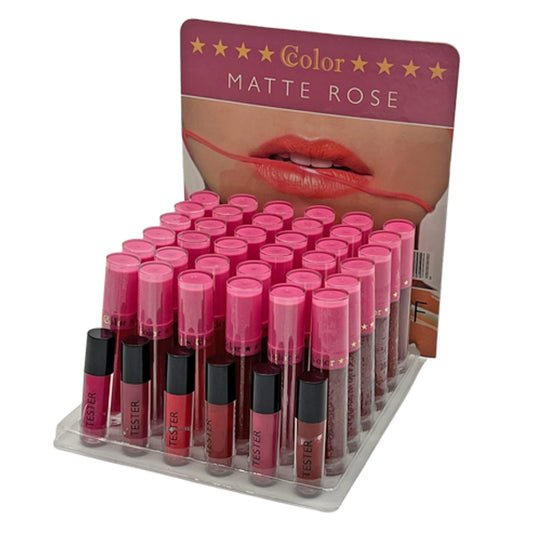 Ccolor Cosmetics Rose Matte Liquid Lipsticks in Countertop Display