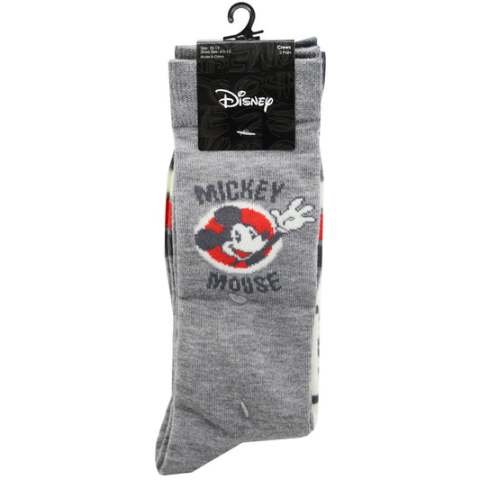 2 Pack Micky Mouse Crew Socks Size 10-13