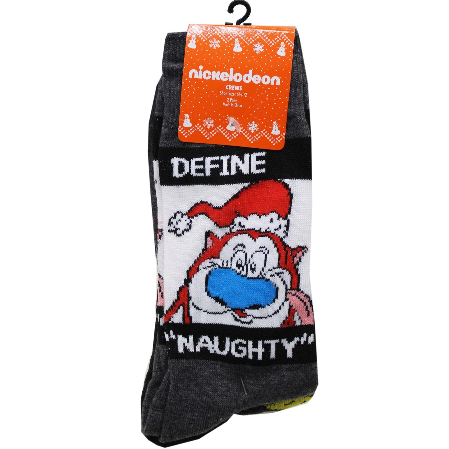 2 Pack Hey Arnold Define Naughty Crew Socks Size 10-13