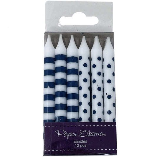Paper Eskimo 12 Pack Party Candles in Navy Blue
