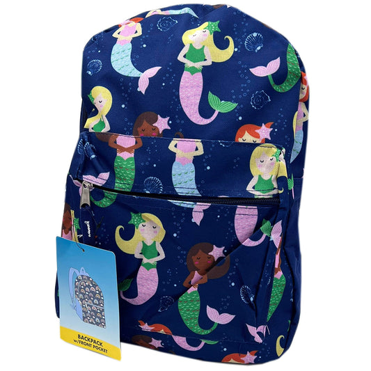 15" Girls Themed Printed Style Backpack with Zipper Pockets