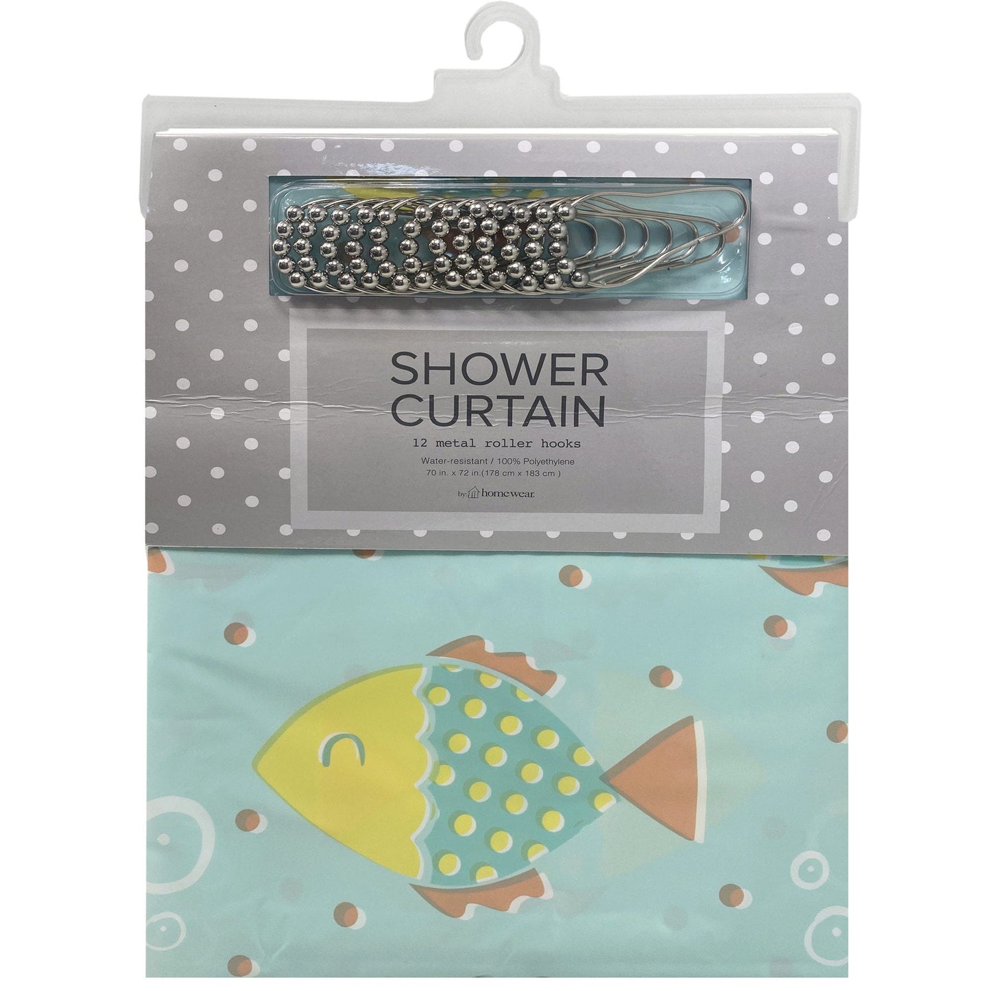 Homewear 70" x 72" Gone Fishing Shower Curtain with 12 Metal Roller Hooks