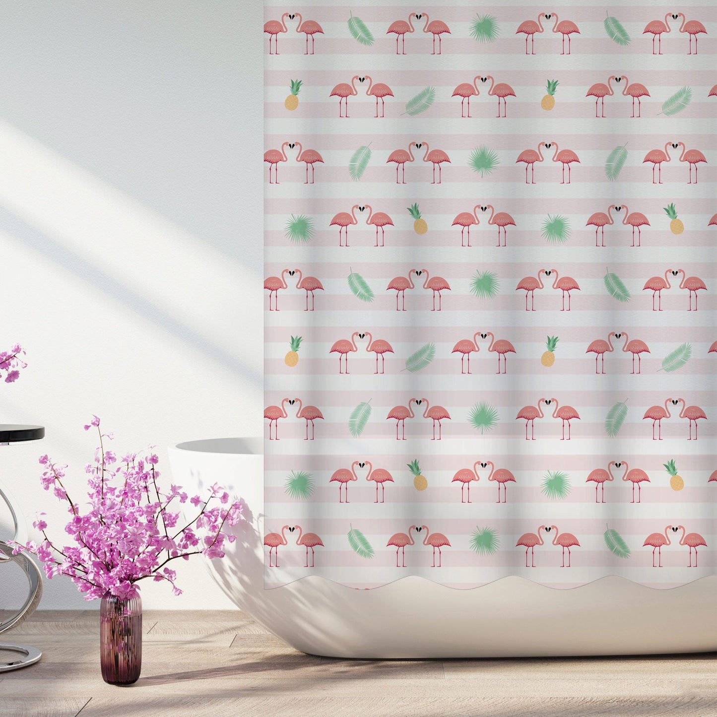 Jade Park 70" x 72" Premium Quality PEVA Flamingo Shower Curtain