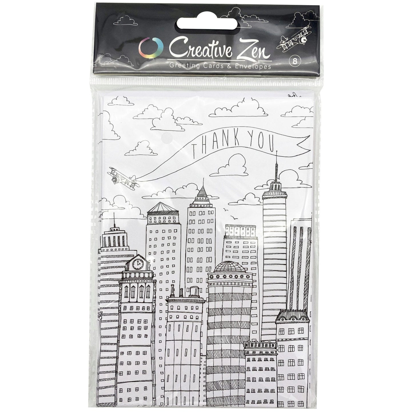 Adult Coloring Thank You Cards 8 Pack