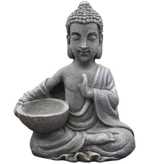 7.5" Sitting Buddha with Bowl Decorative Statue
