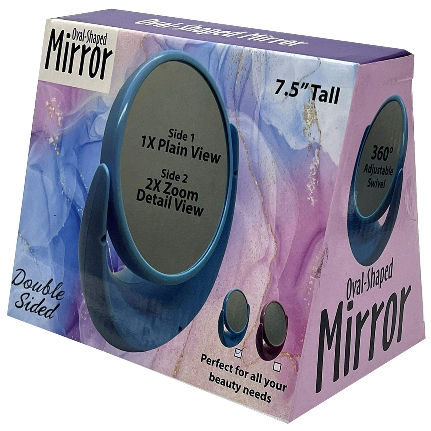 Dual Sided Oval Stand Up Vanity Magnified Mirror