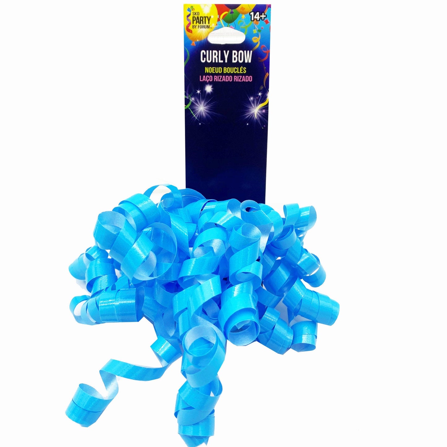 Light Blue Curly Adhesive Gift Bow