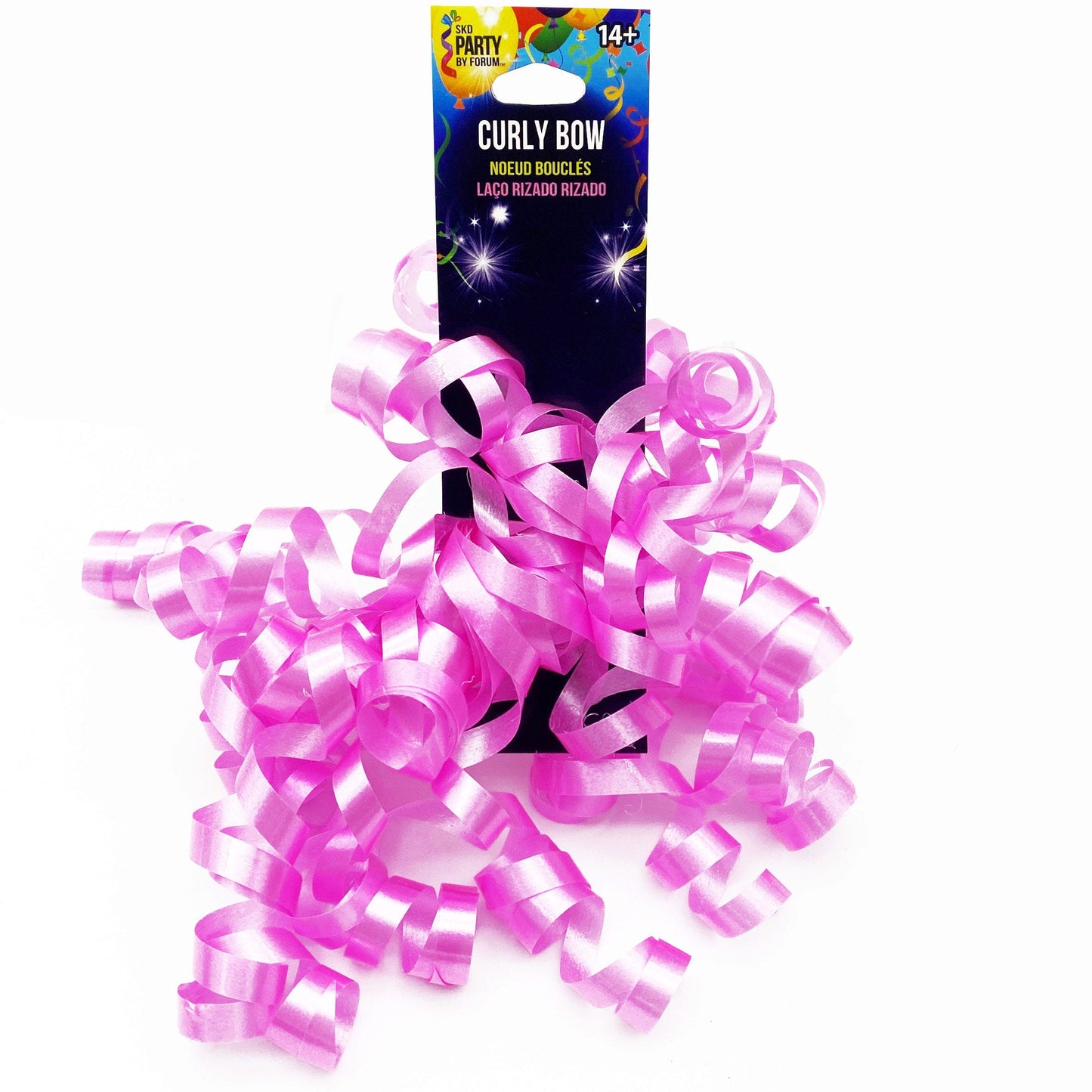 Pink Curly Adhesive Gift Bow