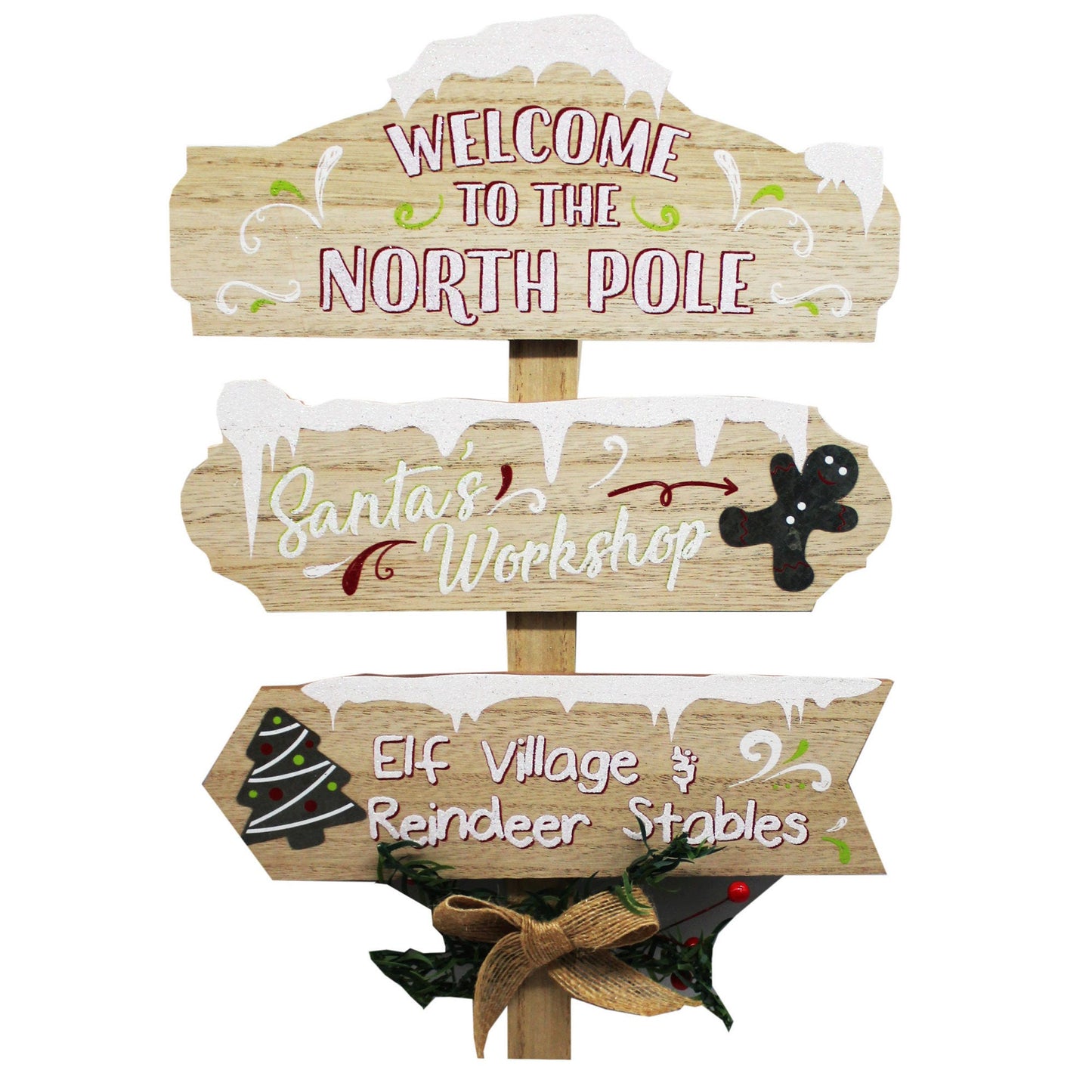 White Winter Welcome to the North Pole Directional Stake