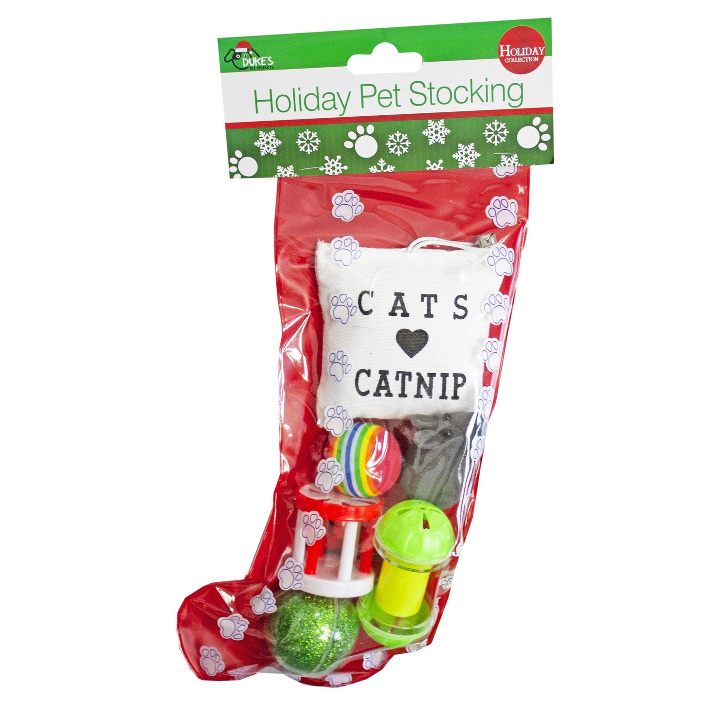 Christmas Cat Stocking w/6 Toys